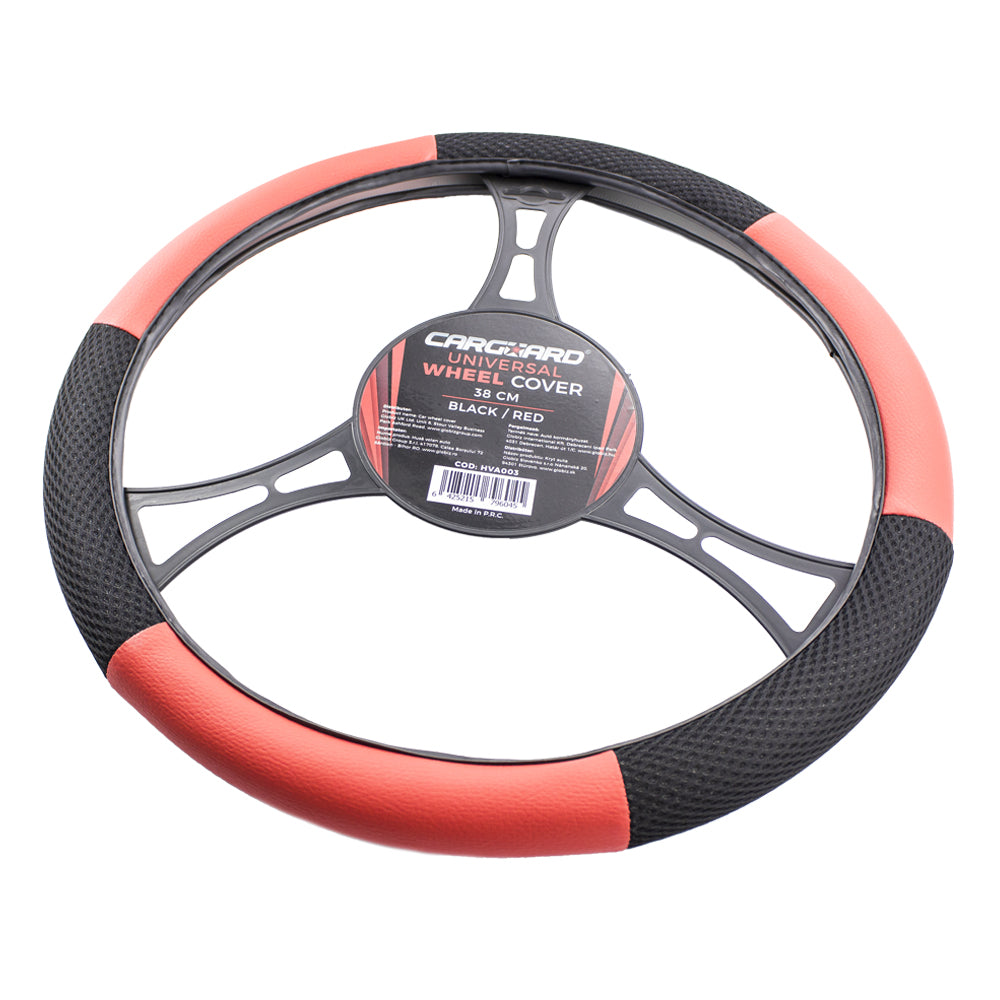 Husa volan auto 38 cm, negru si rosu, Carguard - imagine 5