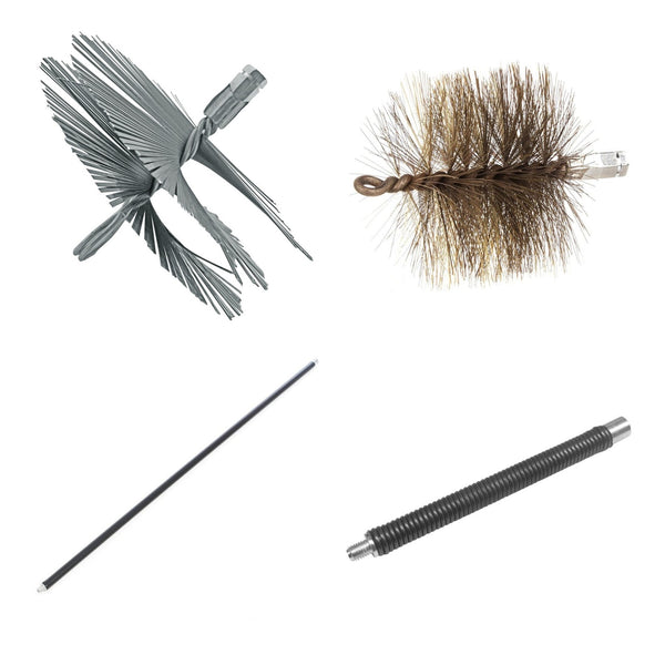 Kit curățare sobă și burlan: 2 arici, 3 bastoane, resort și pudră
