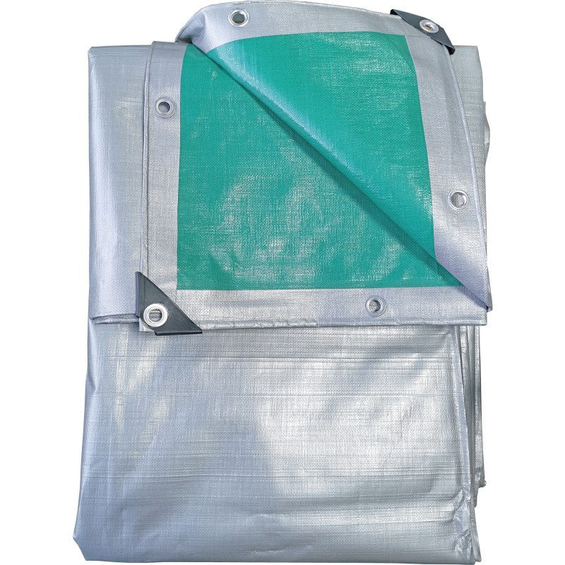 Prelata cu inele 3x4 m, 220 g/mp, argintiu-verde - imagine 2