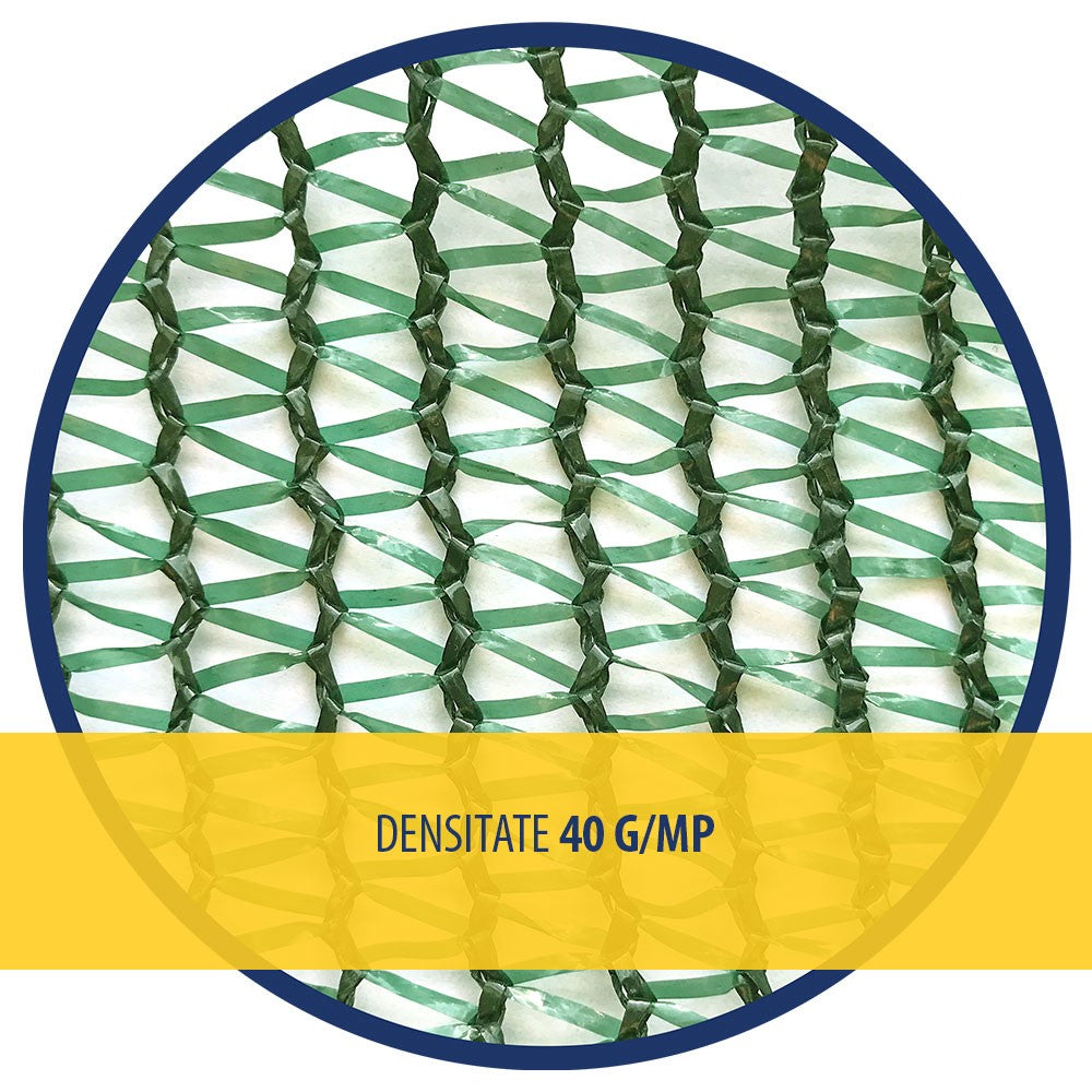 Plasa de umbrire verde 40 g/mp - montata pe gard