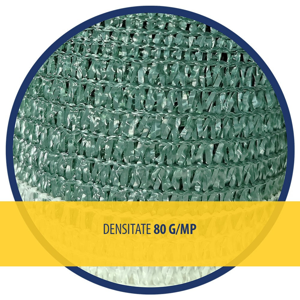 Plasa de umbrire verde+alb, 1,7x10 m, 80 g/mp - imagine 2