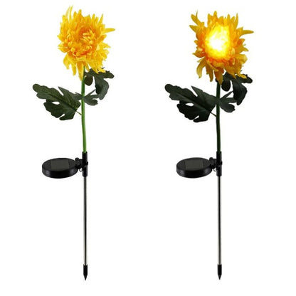 Set 2 lampi solare gradina model crizantema cu led, galben
