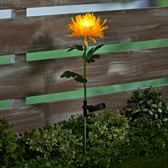 Set 2 lampi solare gradina model crizantema cu led, galben - imagine 2