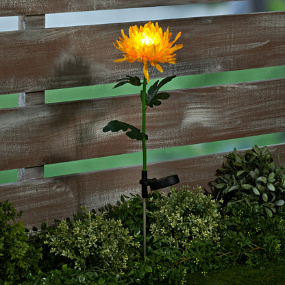 Set 2 lampi solare gradina model crizantema cu led, galben - imagine 2