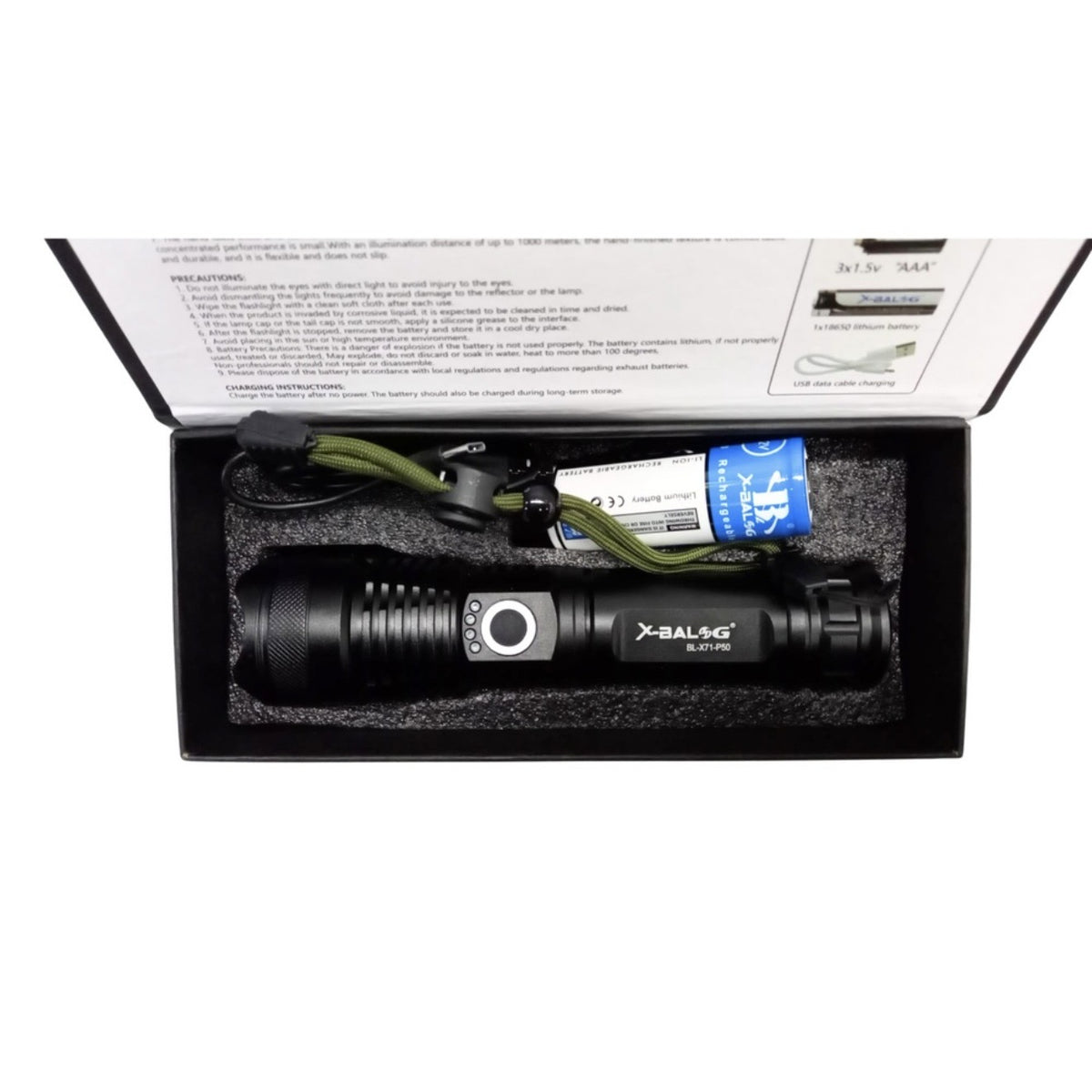 Lanterna tactica X-BALOG P50 LED, reincarcabila - imagine 2