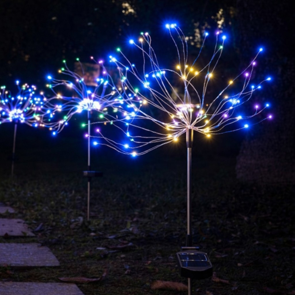 Set 2 lampi solare LED artificii din cupru, 110 leduri, IP65 - imagine 3