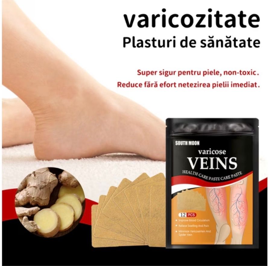 Pachet 5x 12 Plasturi pentru varice, amelioreaza durerea, reduce inflamatia si stimuleaza