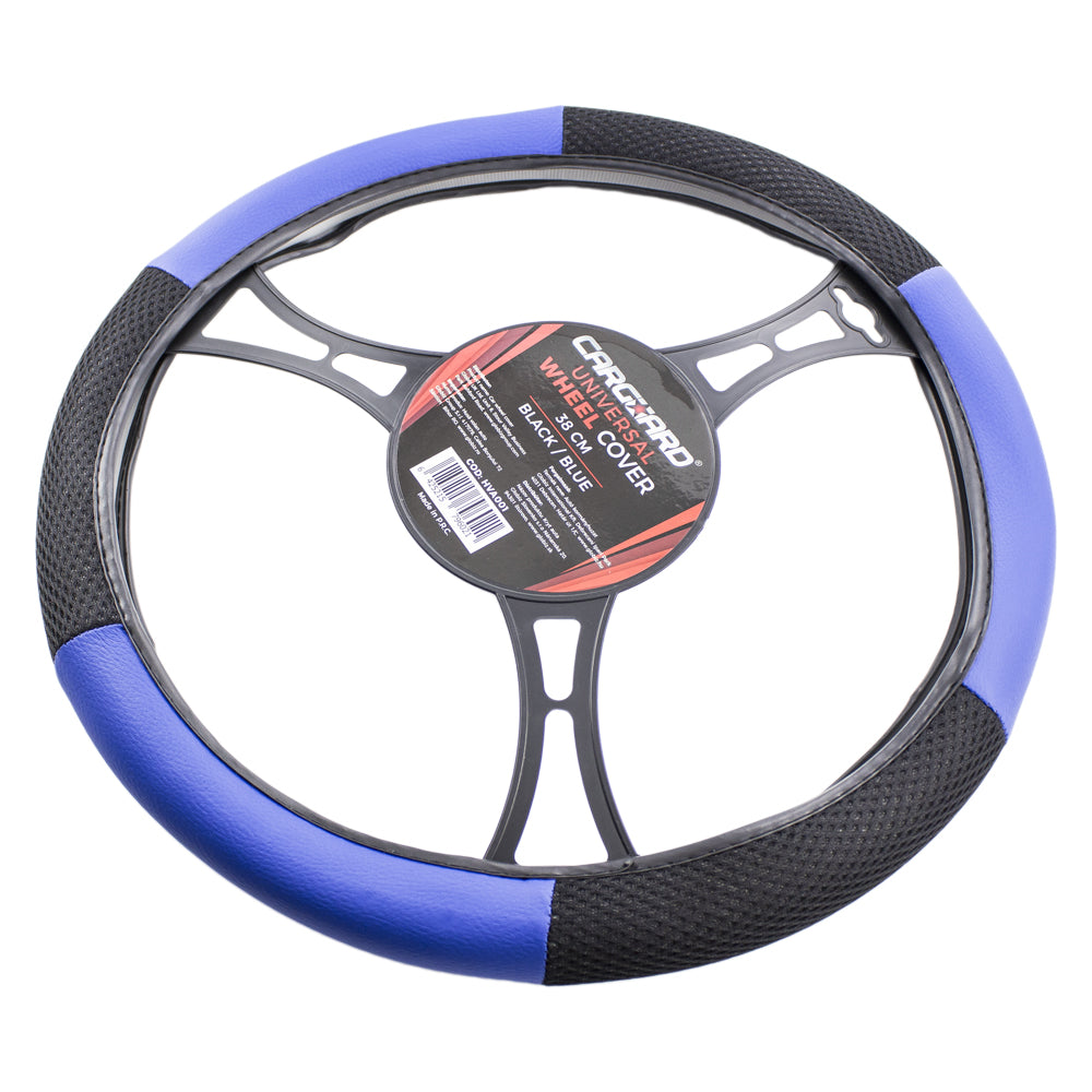 Husa volan auto 38 cm, negru si albastru, Carguard - imagine 5