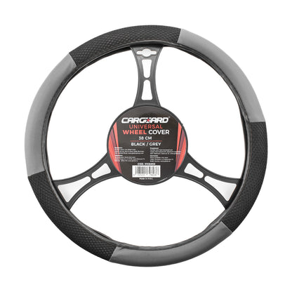 Husa volan auto 38 cm negru si gri