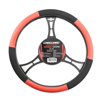 Husa volan auto 38 cm negru si rosu