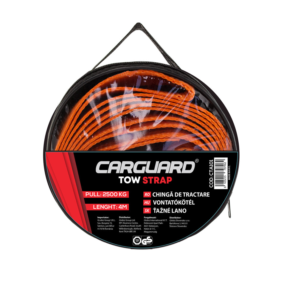 Chingă de tractare auto 4 m cu cârlige, Carguard - 2,5 tone