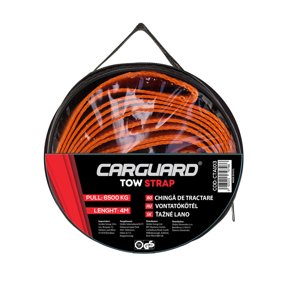 Chingă de tractare auto 4 m cu cârlige, Carguard - 6,5 tone