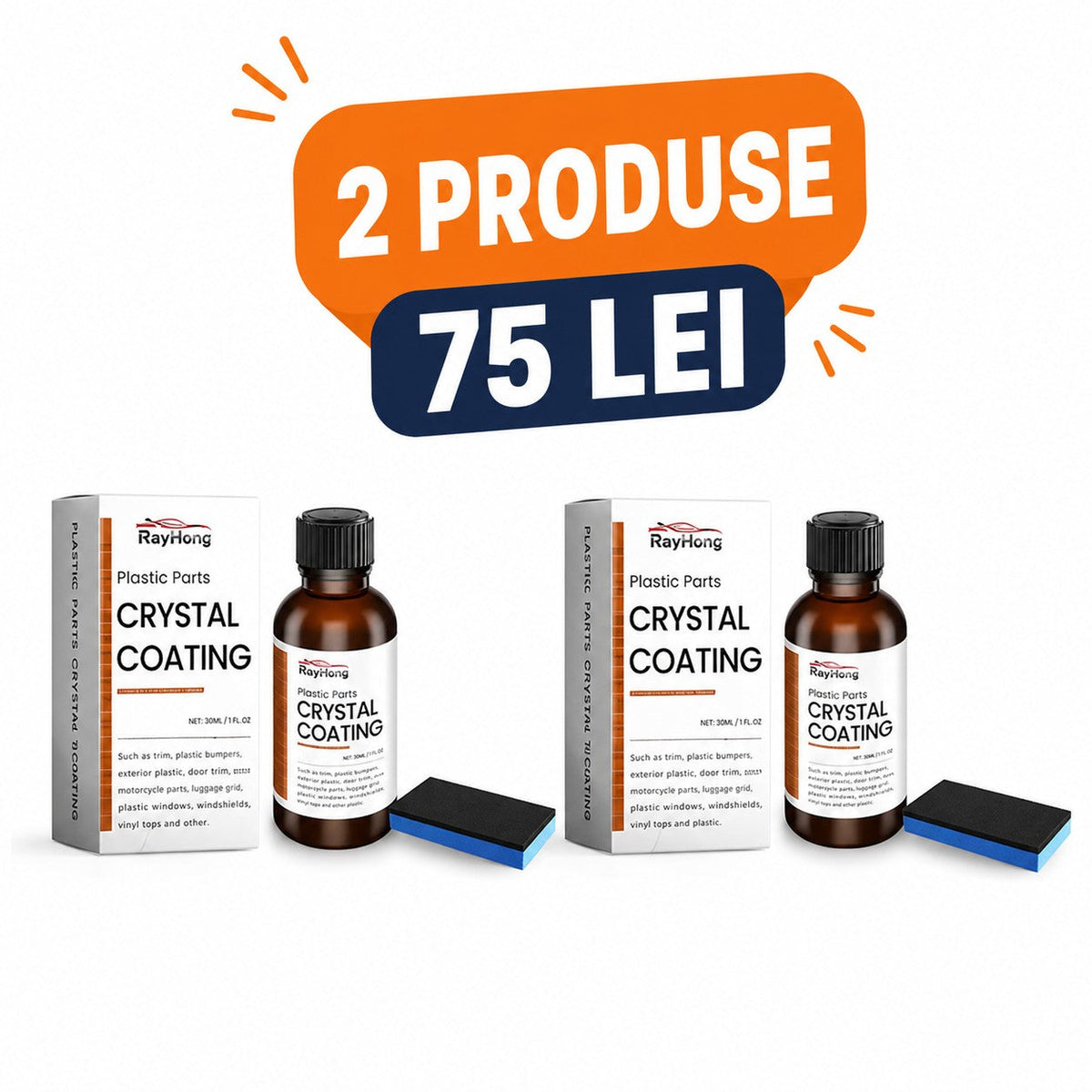 Set 2x Solutie ceramica plastic auto, Crystal Coating 30ml