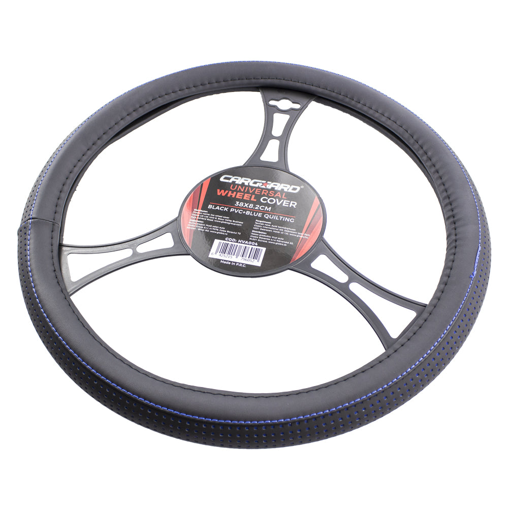 Husa volan auto PRO 38 cm, piele ecologica, negru si albastru - imagine 5