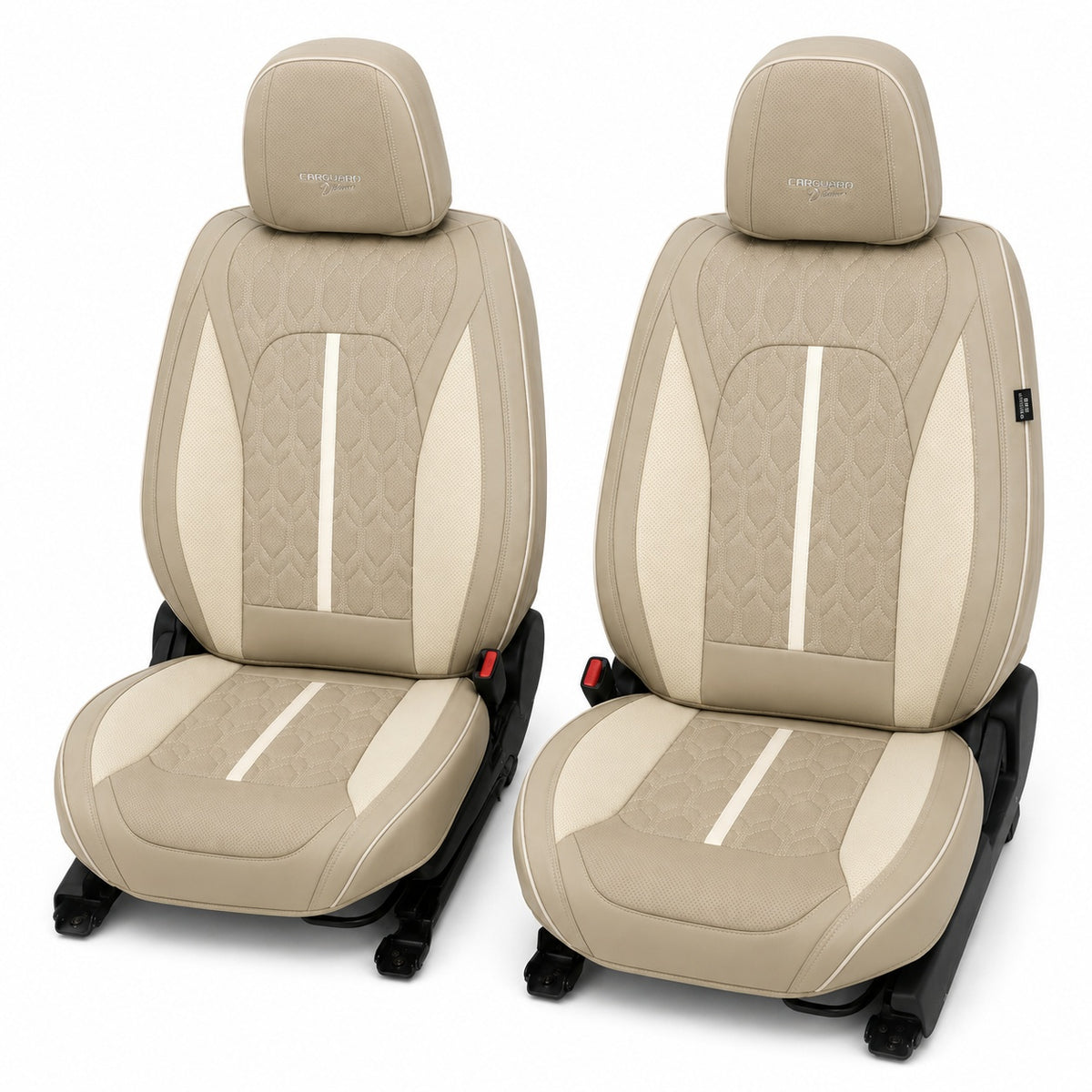 Huse auto Deluxe maro deschis și crem - imagine 2