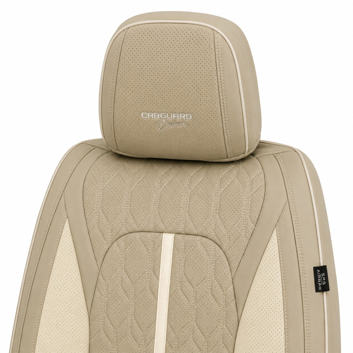 Huse auto Deluxe maro deschis și crem - imagine 4