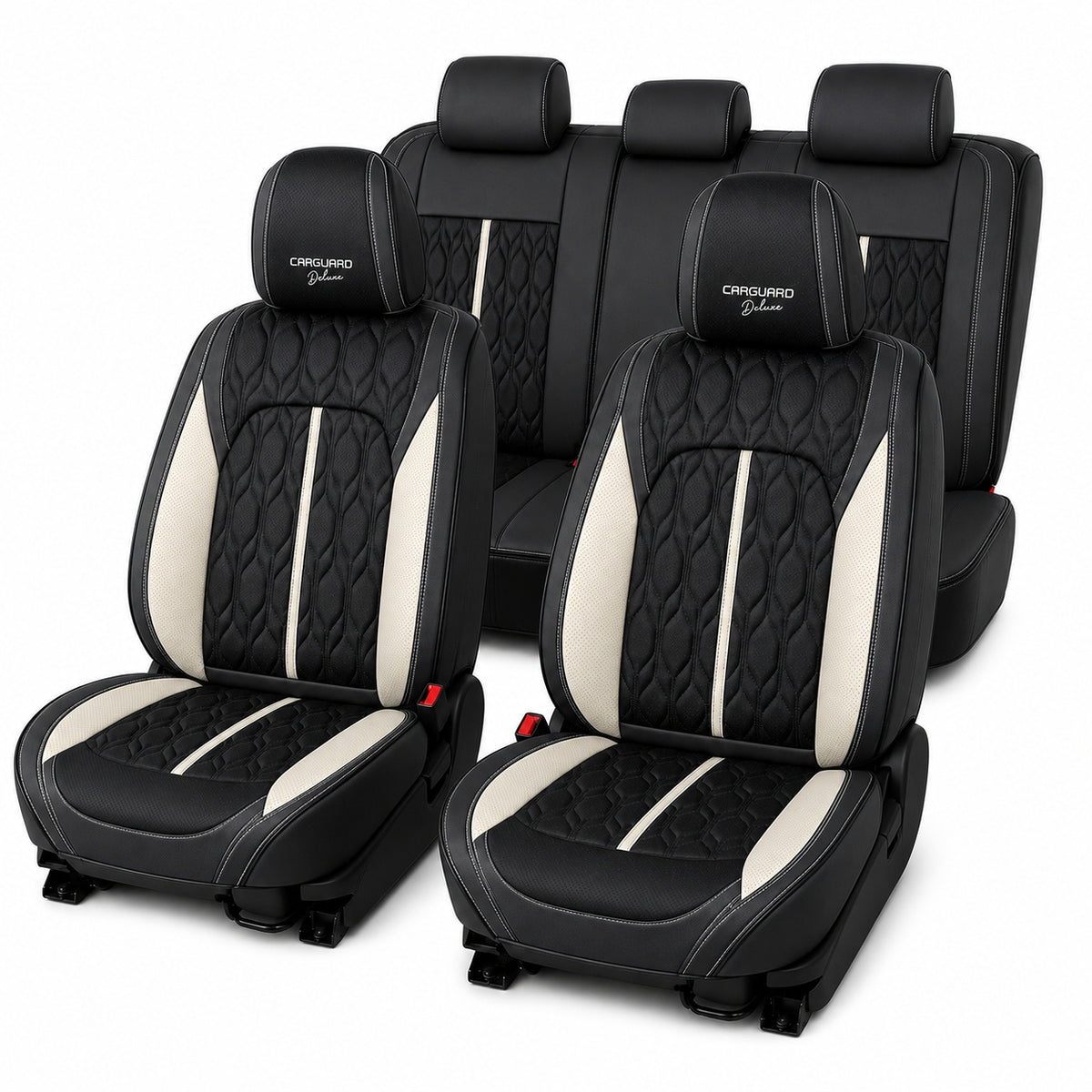 Huse auto Deluxe negru și alb - set complet