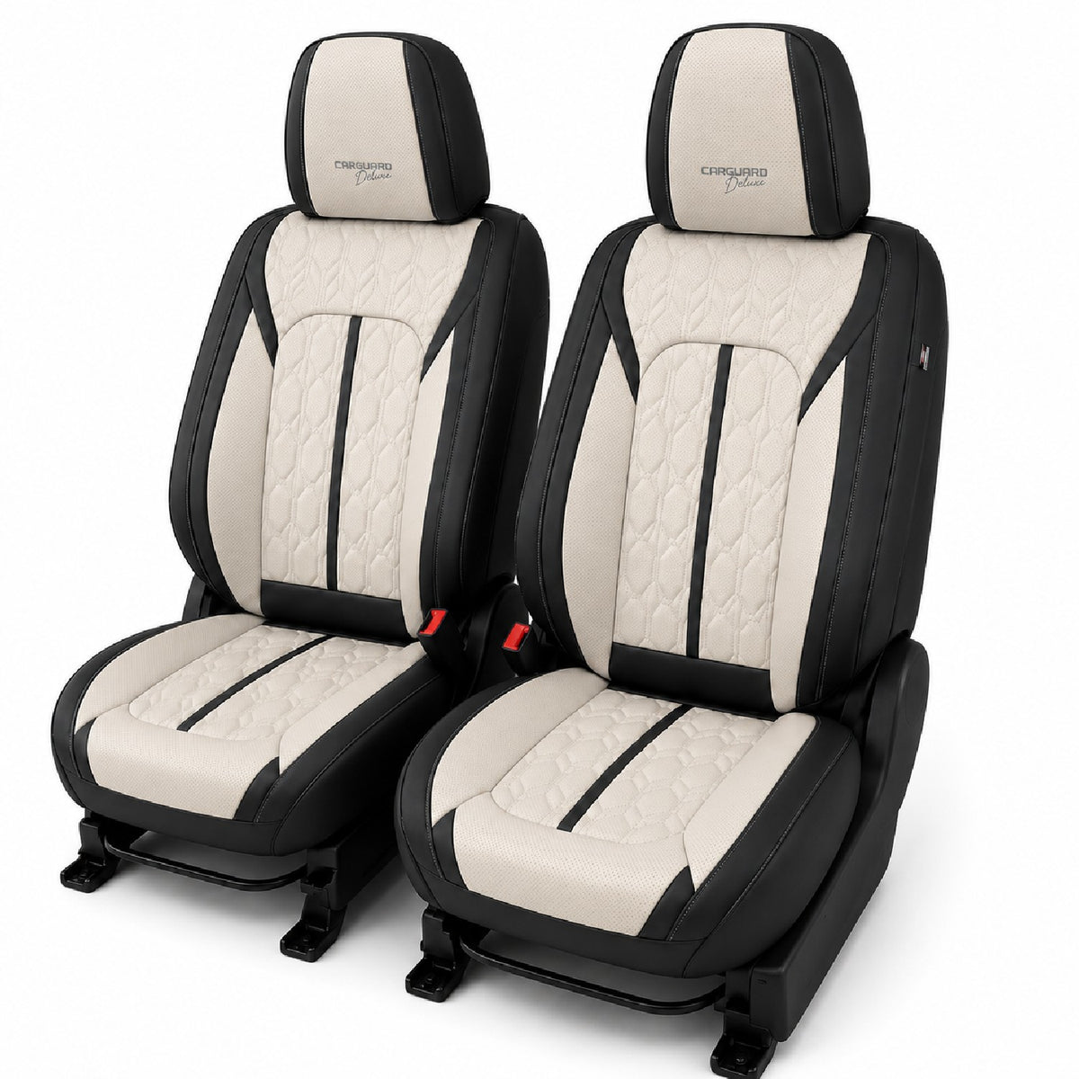 Huse auto Deluxe negru și crem - imagine 3