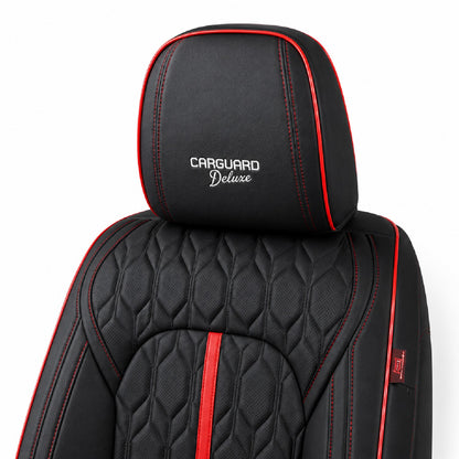 Huse auto Deluxe negru și roșu - imagine 4