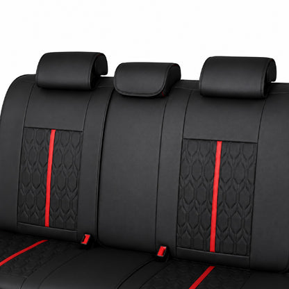 Huse auto Deluxe negru și roșu - imagine 5