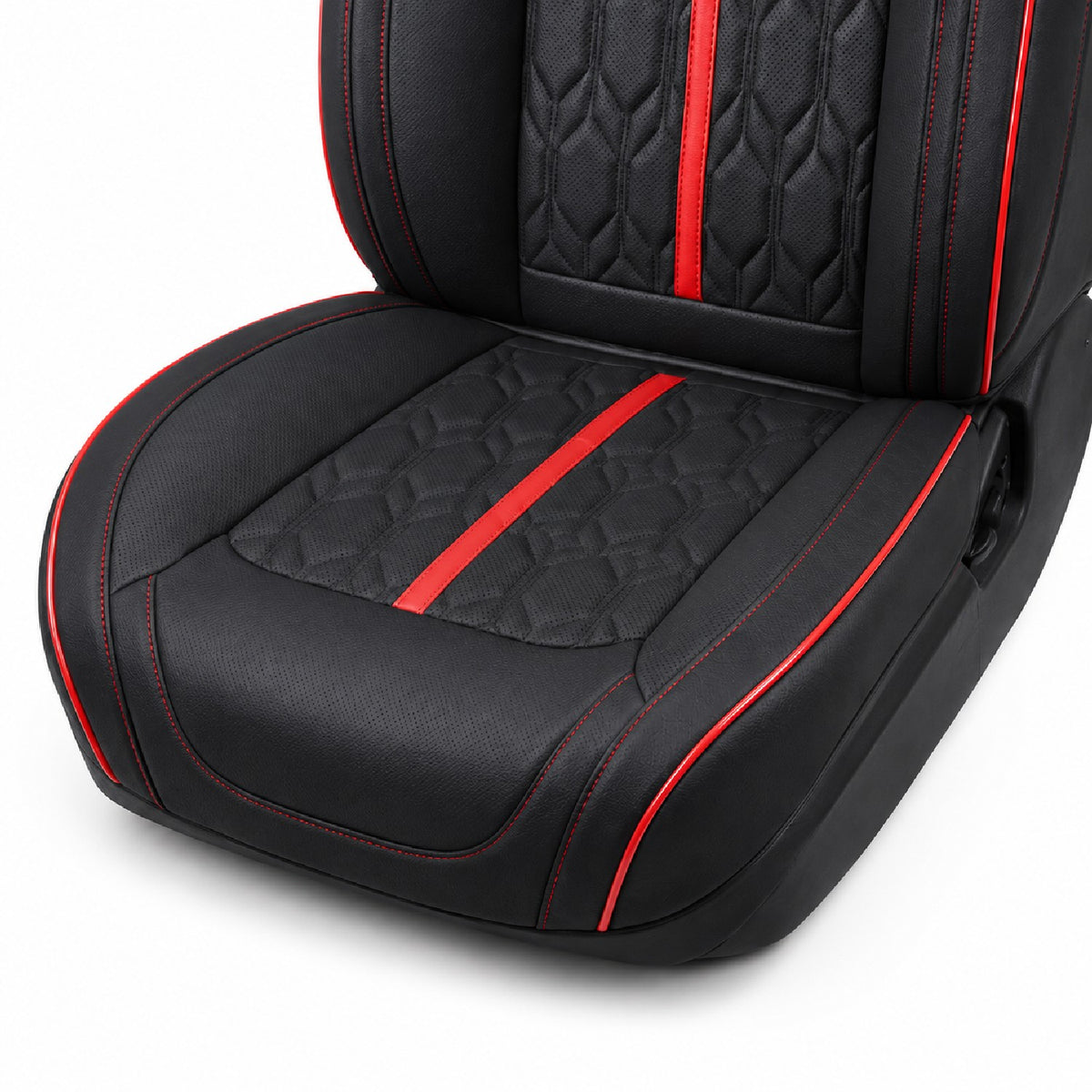 Huse auto Deluxe negru și roșu - imagine 6