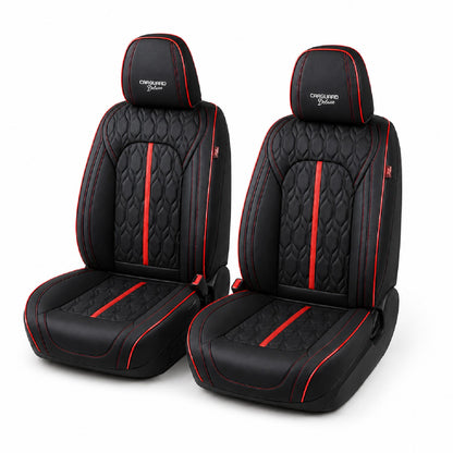 Huse auto Deluxe negru și roșu - imagine 2