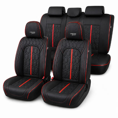 Huse auto Deluxe negru și roșu - set complet