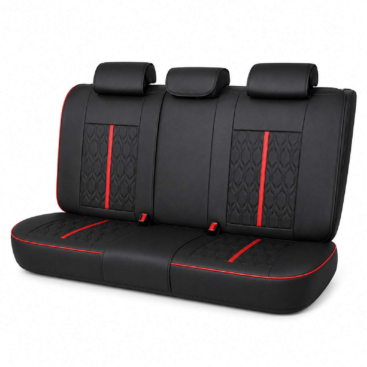 Huse auto Deluxe negru și roșu - imagine 3