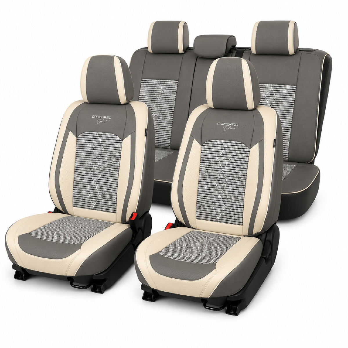 Huse auto Deluxe gri deschis și gri închis - set complet