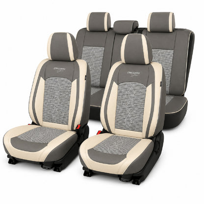Huse auto Deluxe gri deschis și gri închis - set complet