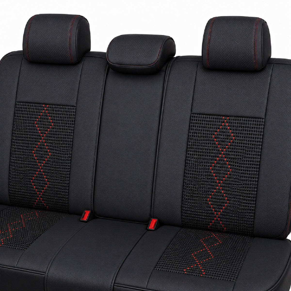 Huse auto Deluxe negru și roșu închis - imagine 5
