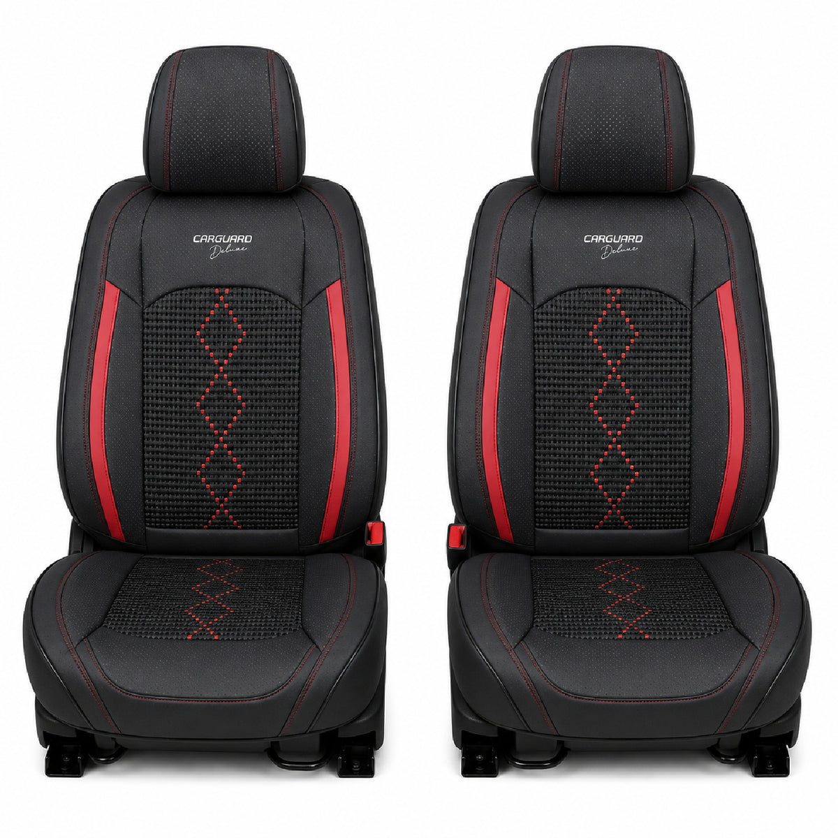 Huse auto Deluxe negru și roșu închis - imagine 2