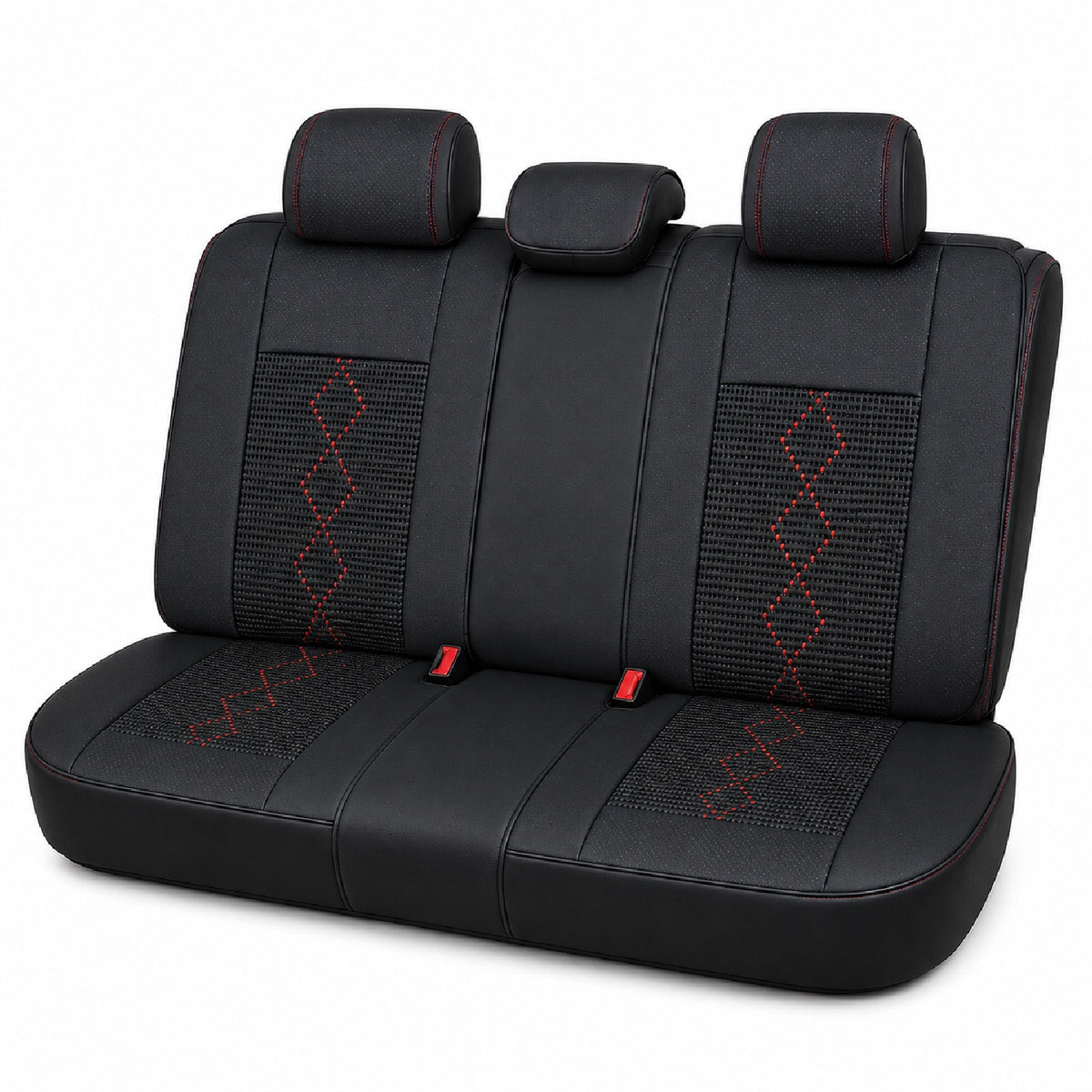 Huse auto Deluxe negru și roșu închis - imagine 3