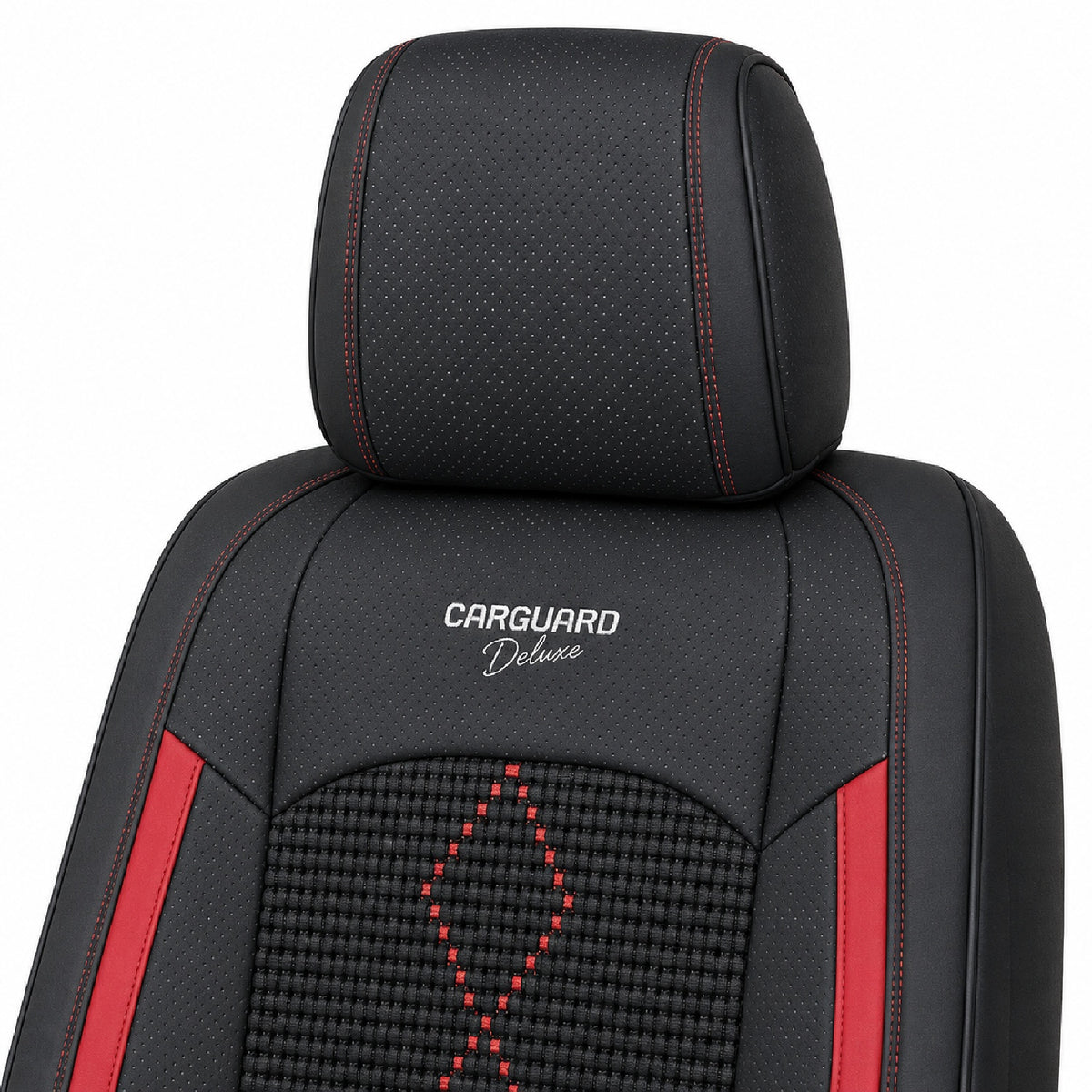 Huse auto Deluxe negru și roșu închis - imagine 4
