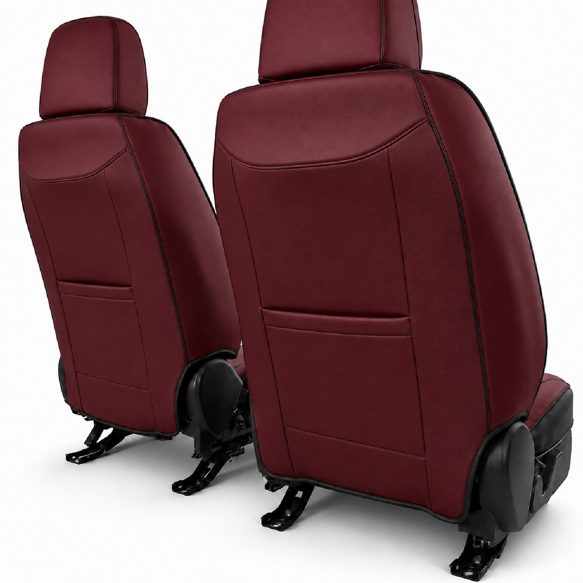 Huse auto Deluxe roșu închis și negru - imagine 7
