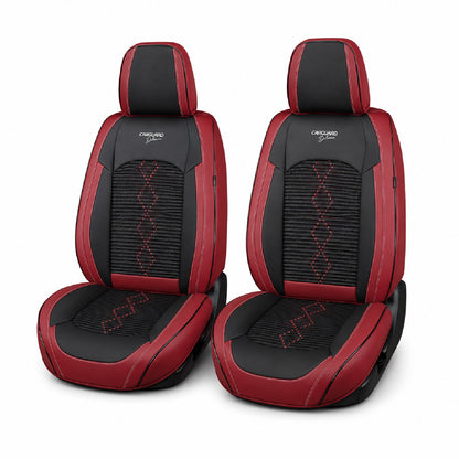 Huse auto Deluxe roșu închis și negru - imagine 2