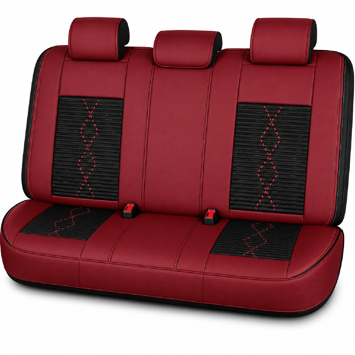 Huse auto Deluxe roșu închis și negru - imagine 3