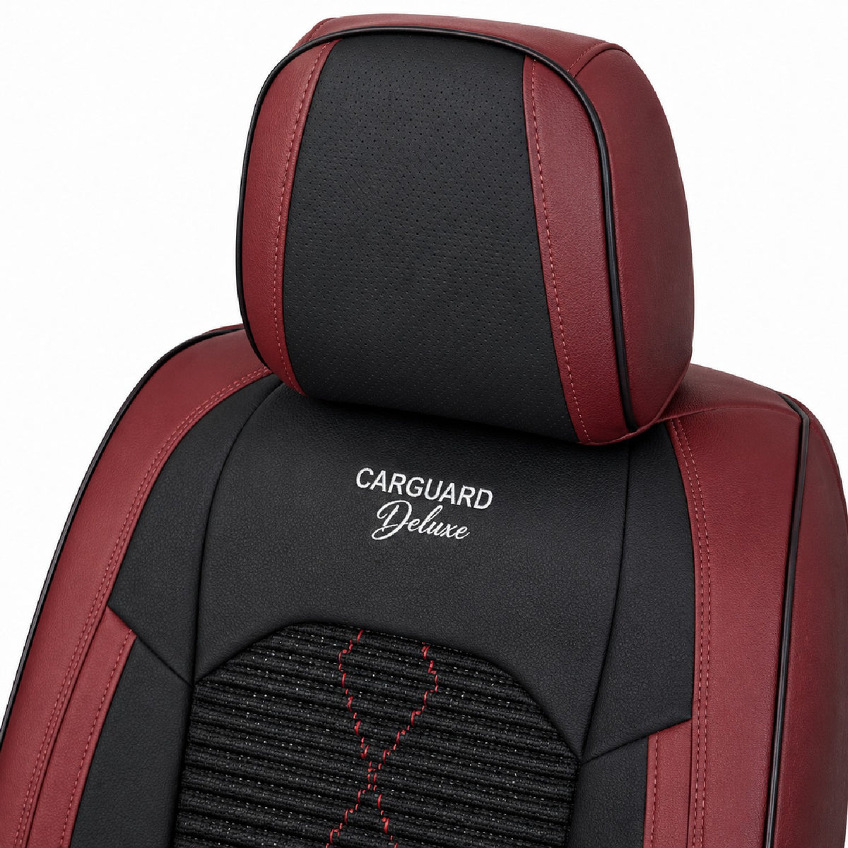 Huse auto Deluxe roșu închis și negru - imagine 4