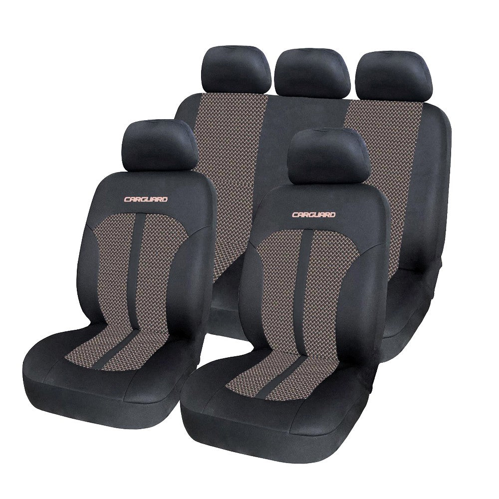 Huse premium scaune auto bej-negru - set complet