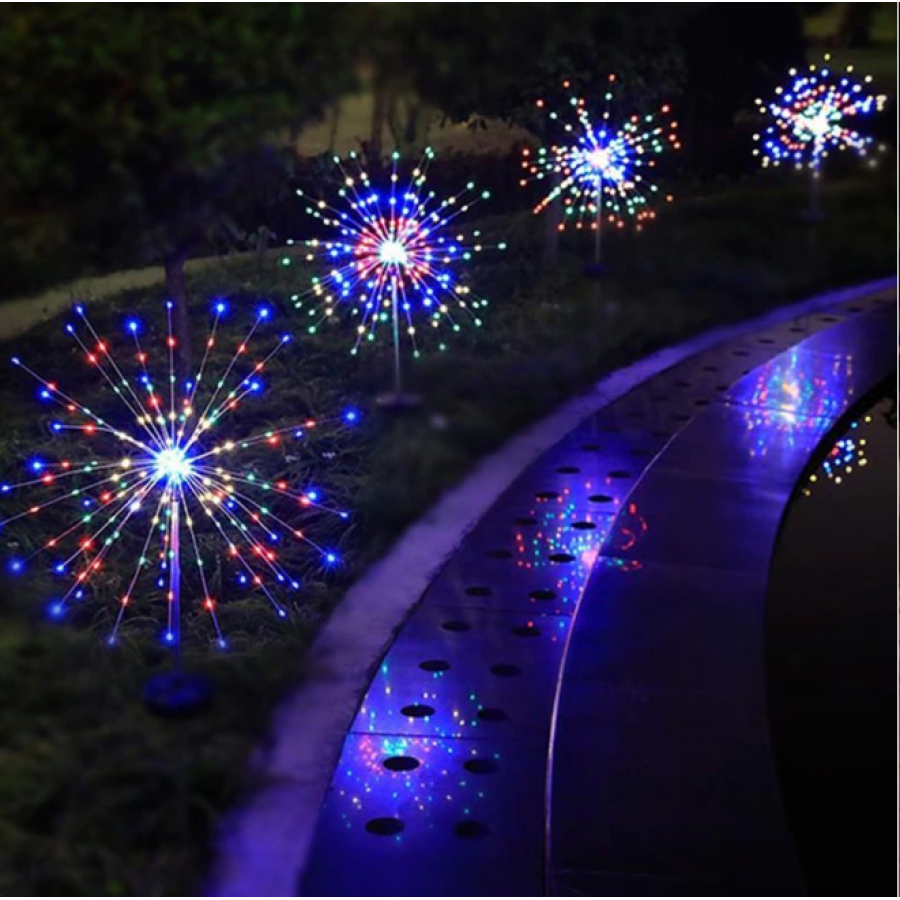 Set 2 lampi solare LED artificii din cupru, 110 leduri, IP65 - imagine 2
