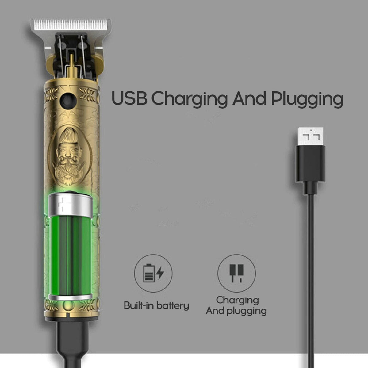 Masina de tuns, lame inox, incarcare USB - imagine 3